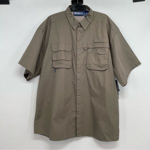 NWT Bass Competition 3XDRY Mens XXL Fishing Shirt Vented Sage Green Short Sleeve